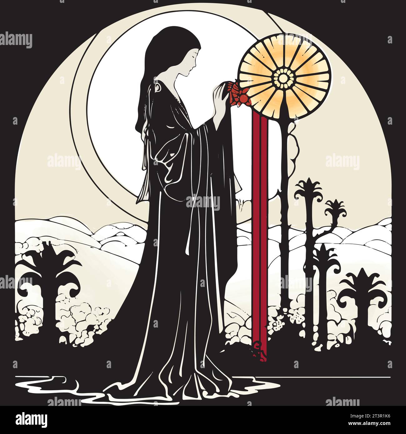 Interprétation de style Art nouveau de Sainte Catherine et sa roue, illustration religieuse Illustration de Vecteur