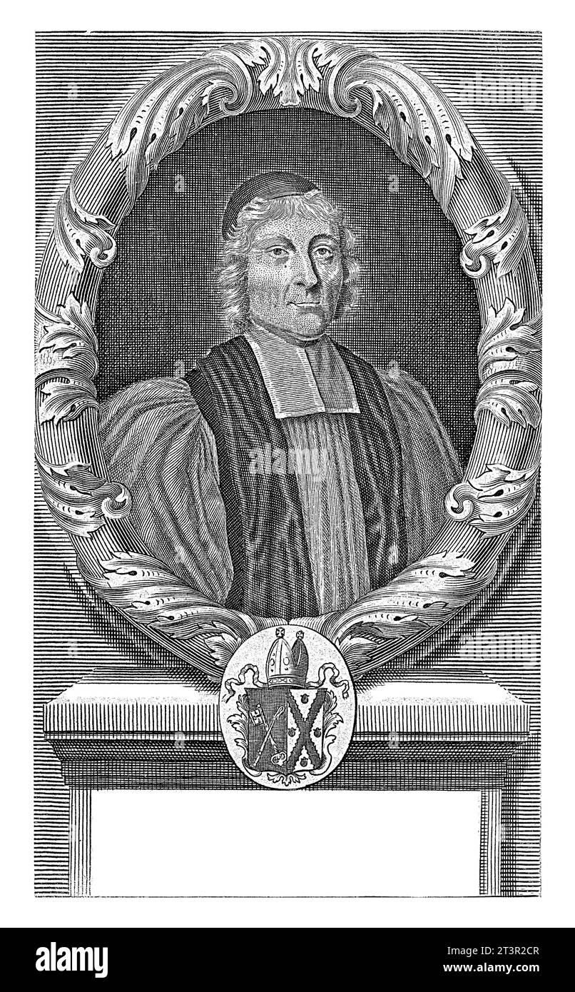 Portrait de William Beveridge, Michiel van der Gucht, d'après Ben. Ferrens, 1670 - 1725 buste portrait de William Beveridge, évêque de St. Asaph, à bish Banque D'Images