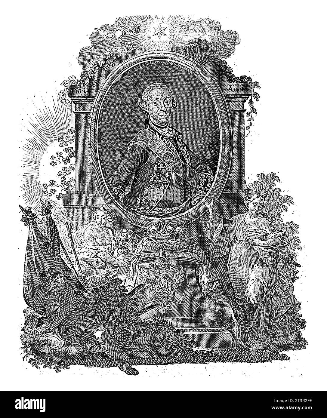 Portrait de Pierre III de Russie, Johann Esaias Nilson, 1762 - 1788, gravé vintage. Banque D'Images