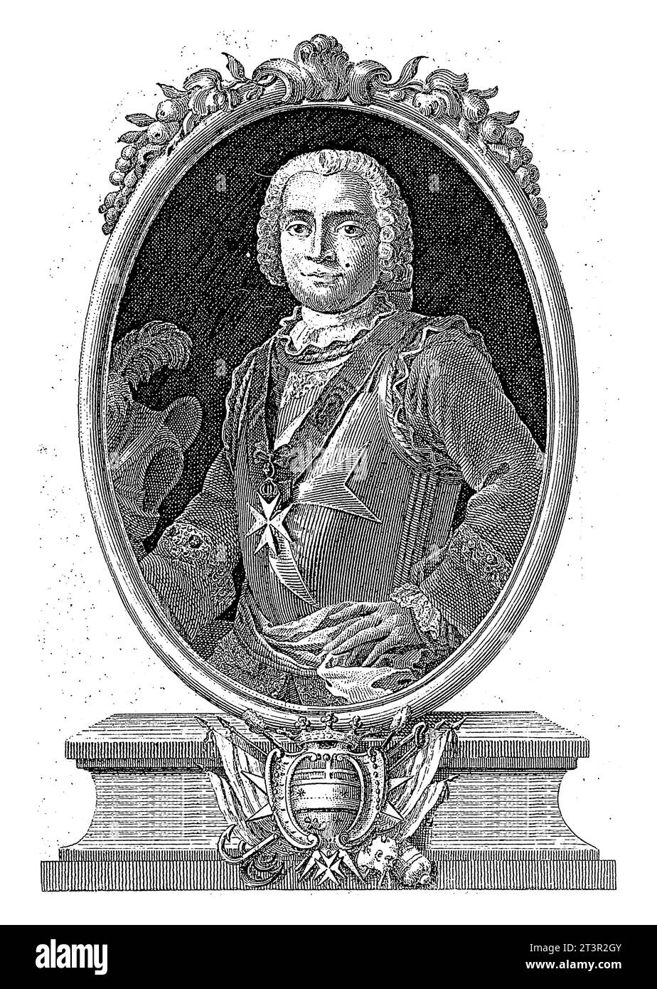 Portrait de Francesco Parisio avec la croix de l'ordre maltais, Carmine Pignatari, d'après E. Beaulieu, 1700 - 1799 Banque D'Images