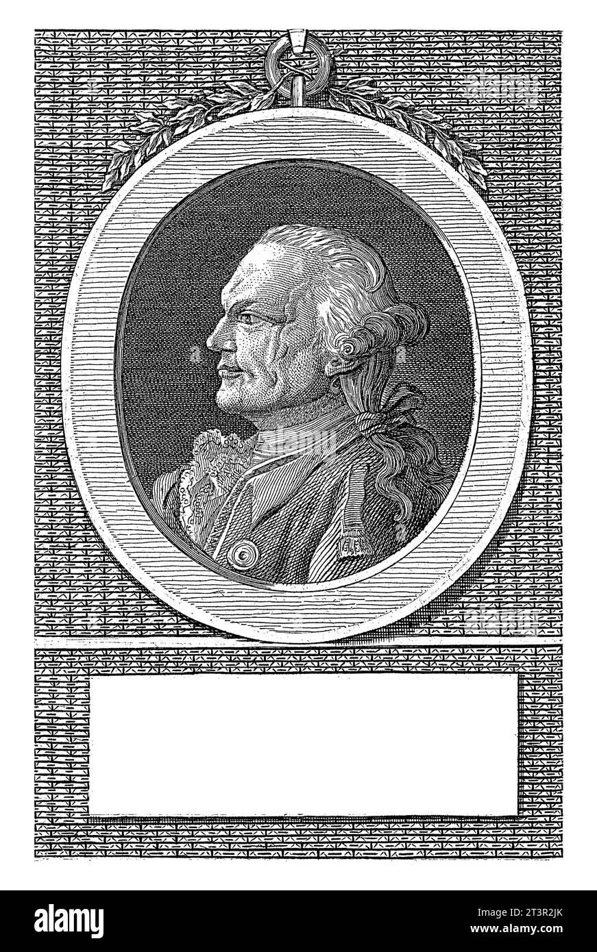 Buste portrait ovale de Jean Andre van der Mersch, général. Bareheaded, de profil à gauche. Sous le portrait, le nom et la position de la personne Banque D'Images