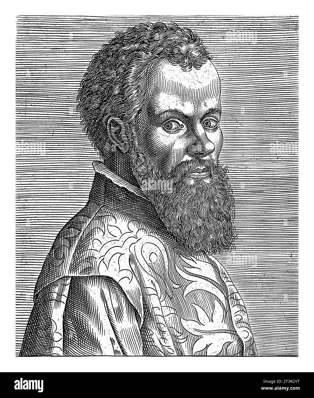 Portrait d'Andreas Vesalius, Philips Galle, d'après Jan Stefan van Calcar, 1572 - 1662 Portrait d'Andreas Vesalius, anatomiste et médecin bruxellois. Banque D'Images