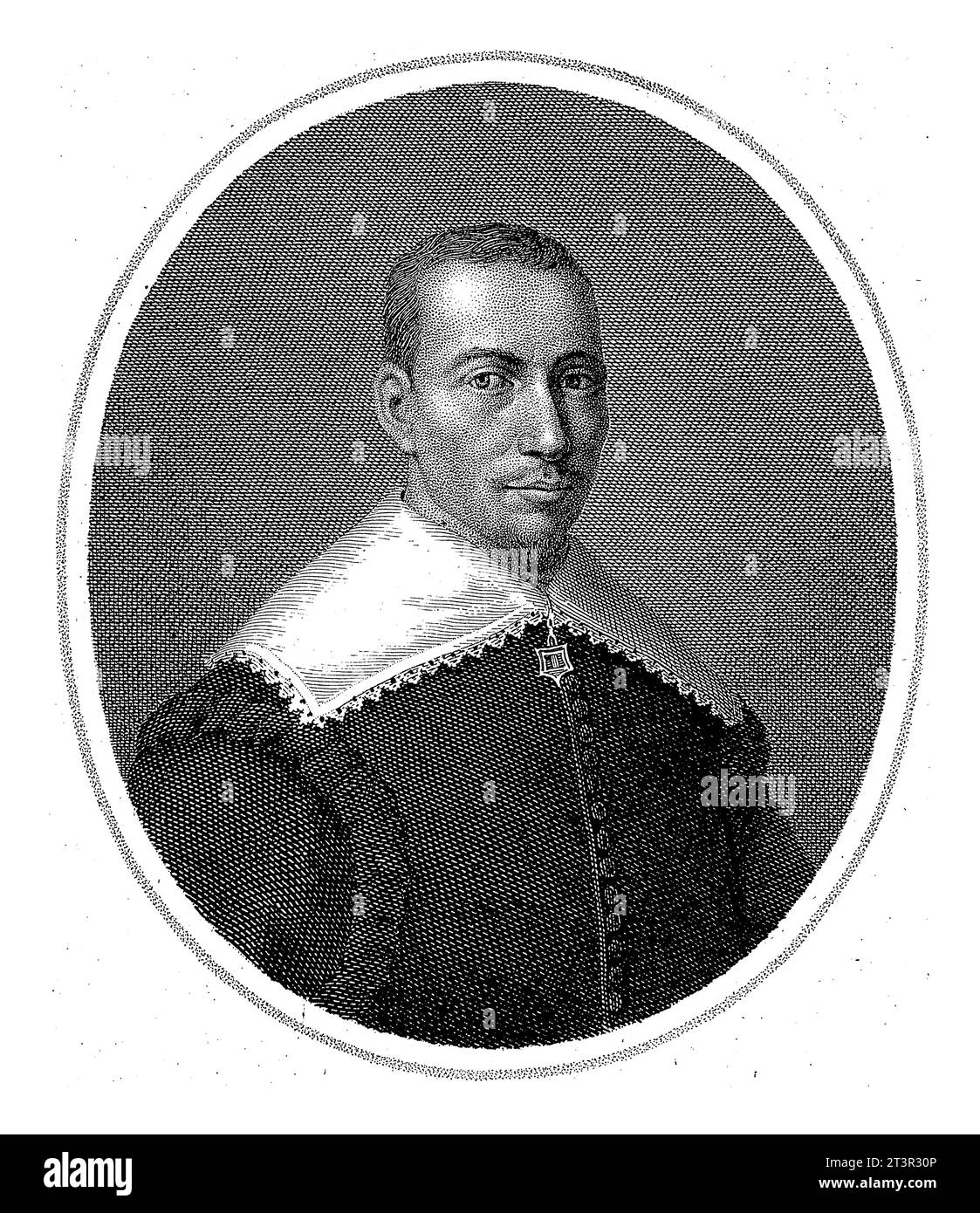Portrait du poète frison Gysbert Japicx du XVIIe siècle. Banque D'Images