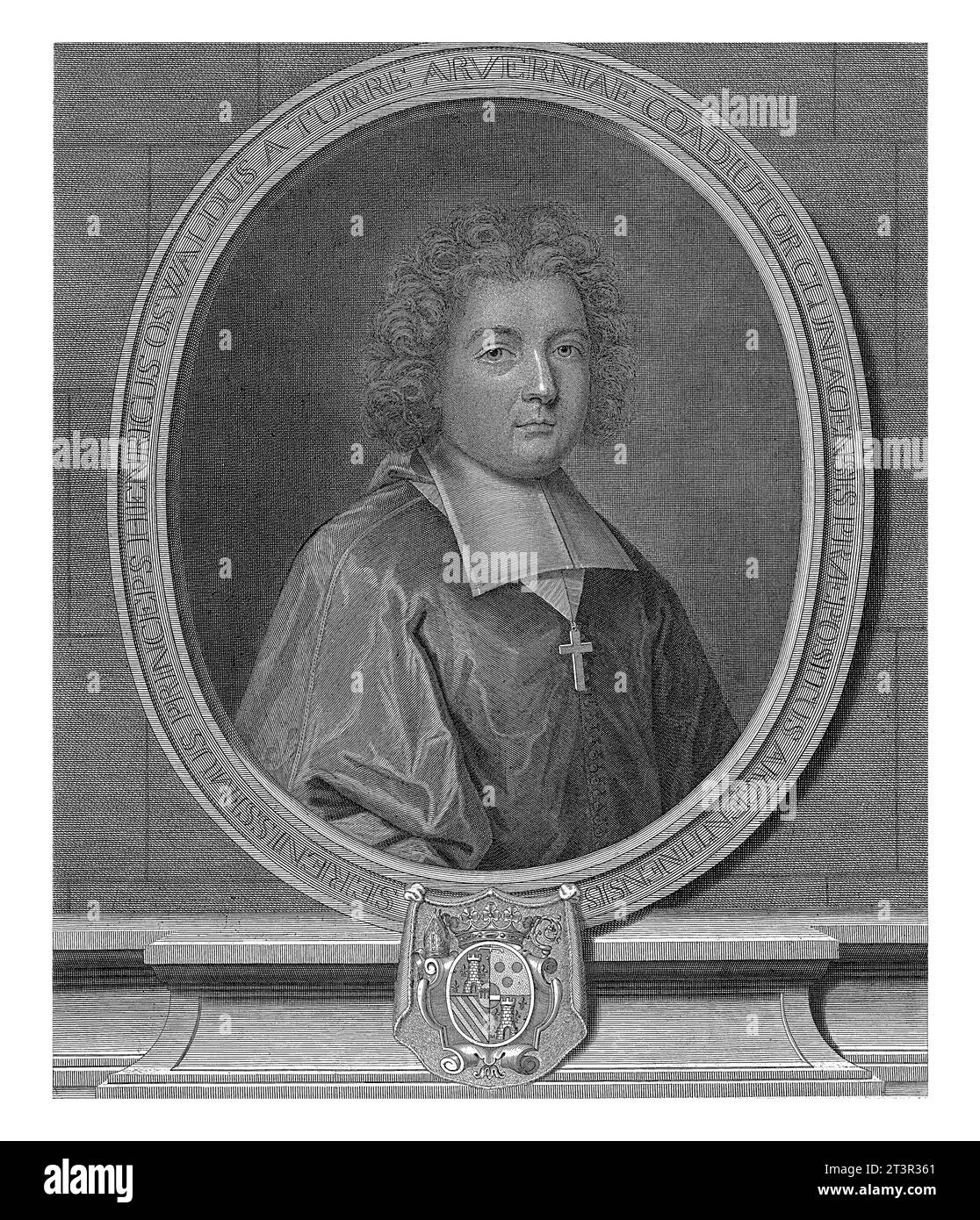 Portrait de Henri-Oswald de la Tour d'Auvergne, Jean Francois Cars, 1699, gravé vintage. Banque D'Images