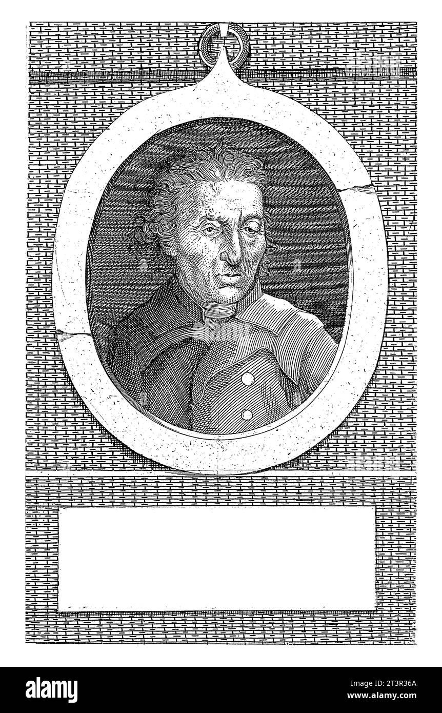 Portrait d'Henri de Puyt, J.F. de la rue, 1787 Portrait buste en ovale d'Henri de Puyt, conseiller de Saint-Laurent, tête nue. Banque D'Images