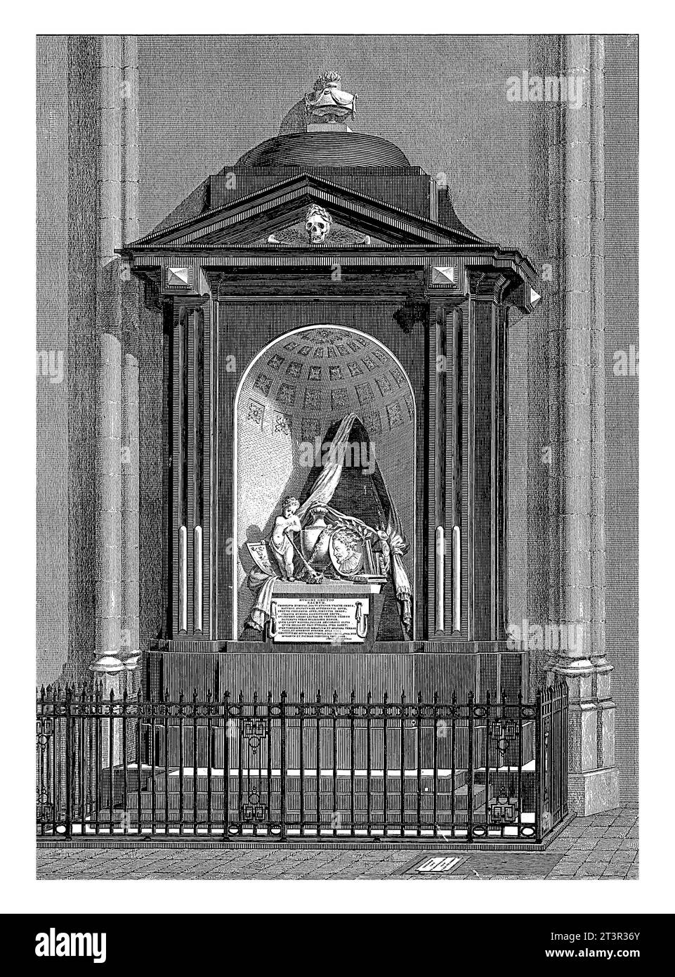 Tombe d'Hugo de Groot, mort en 1645, Johan van der Spruyt, d'après Hermanus van Zwol, 1783 - 1800 Monument à Hugo Grotius dans la Nieuwe Kerk de Delft. Banque D'Images