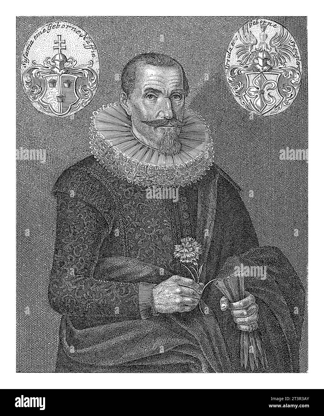 Portrait de Hans Negelein, Johann Friedrich Leonard, d'après Michael Herr, 1669 Portrait de Hans Negelein, entrepreneur à Nuremberg. Banque D'Images