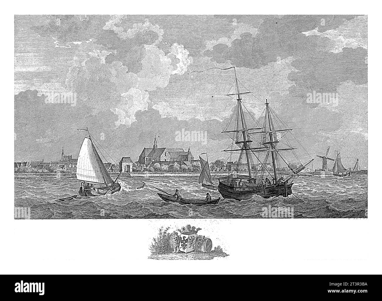 Vue sur le port de Brouwershaven, Mathias de Sallieth, d'après Gerrit Groenewegen, 1764 - 1787 vue sur le port de Brouwershaven sur l'île de S. Banque D'Images