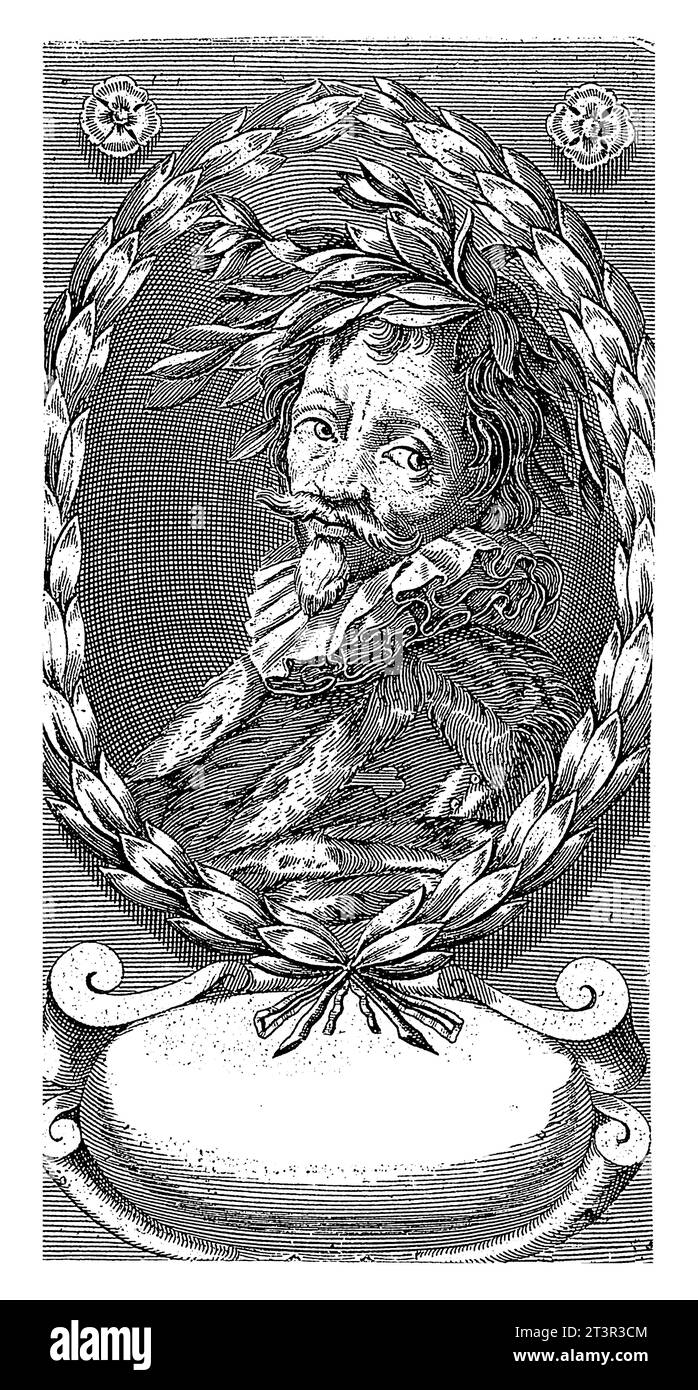 Portrait de l'écrivain Giovanni Battista Marino, Monogrammiste CIP, d'après Simon Vouet, c. 1600 - c. 1699 Banque D'Images