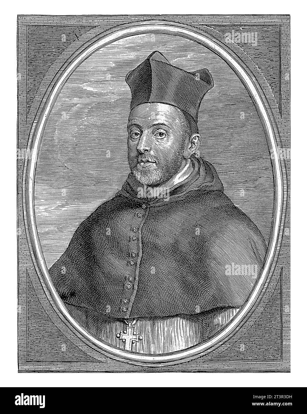 Joseph de Bergaigne, évêque de Den Bosch et archevêque de Cambrai, avec une biretta sur la tête et une mozetta autour des épaules. Buste à gauche en ovules Banque D'Images