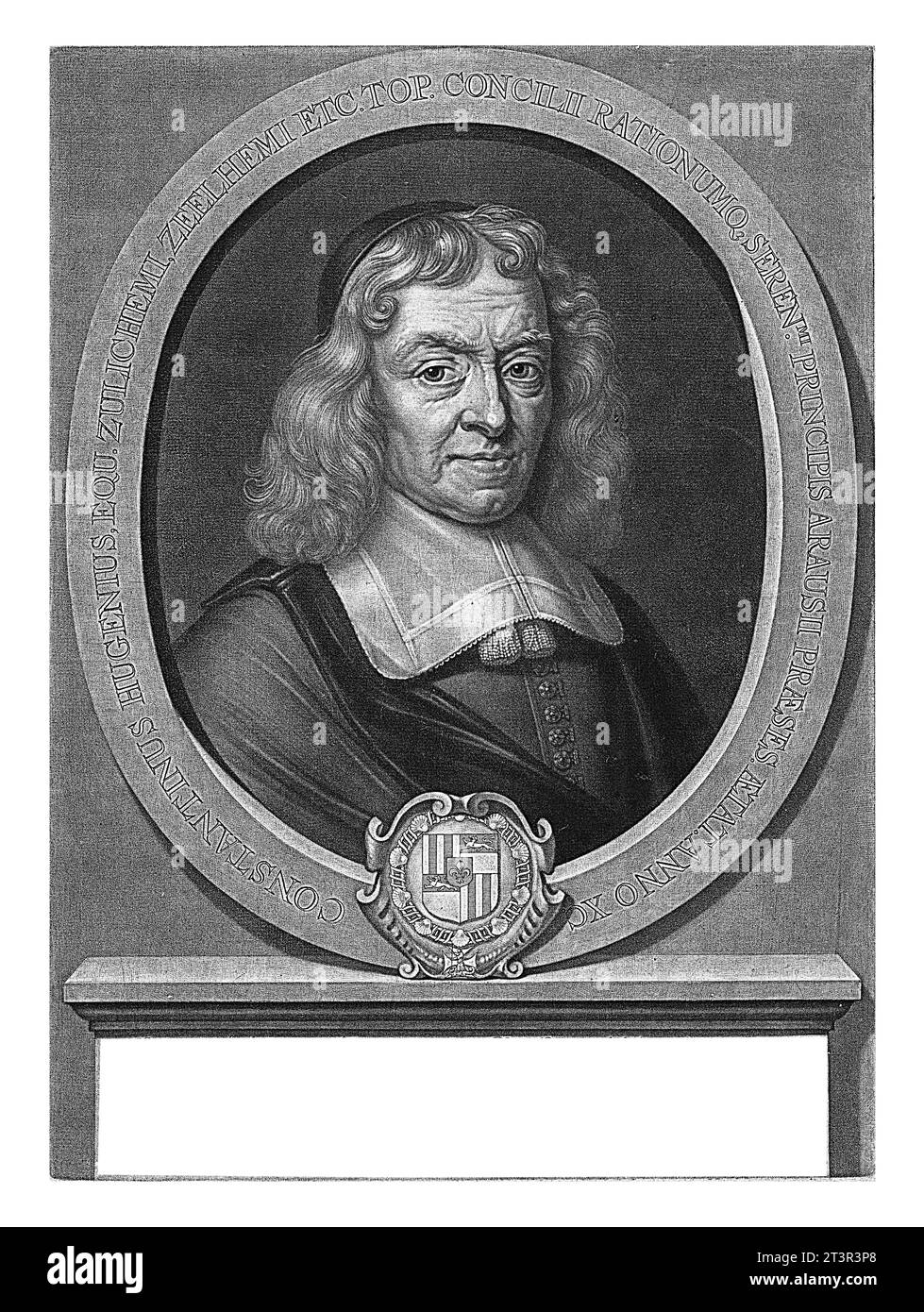 Portrait de Constantijn Huygens, Abraham Bloteling, d'après Bernard Vaillant, 1690 Portrait de Constantijn Huygens, poète, secrétaire du prince Frederik H. Banque D'Images