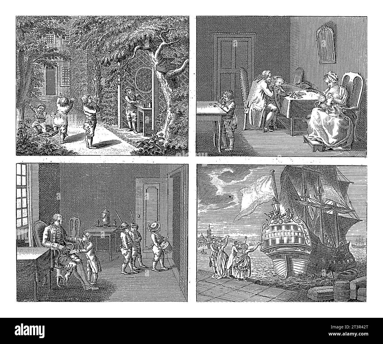 Quatre représentations sur les propriétés de l'âme, assiette. 2, Jan Evert grave, 1786 - 1806 quatre scènes liées à l'âme de l'homme. Ci-dessus à gauche, marqué Banque D'Images