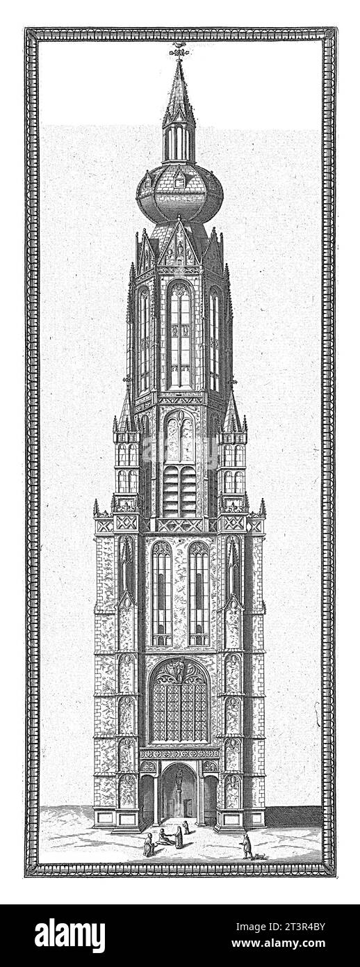 La tour de la Nieuwe Kerk à Delft, avant l'incendie de 1536, Abraham de Blois, 1679 - 1680 la tour de la Nieuwe Kerk à Delft, telle qu'elle ressemblait à Befo Banque D'Images