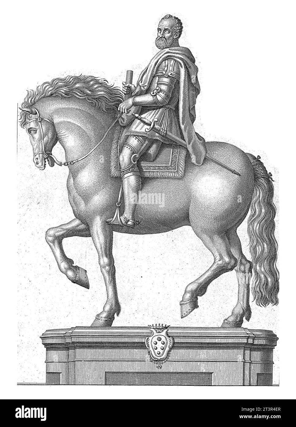 Statue équestre de Cosimo I de' Médicis, Grand-Duc de Toscane, Gaetano Vascellini, d'après Giambologna, 1755 - 1805 numérotée en haut à droite : VIII Deux lignes Banque D'Images