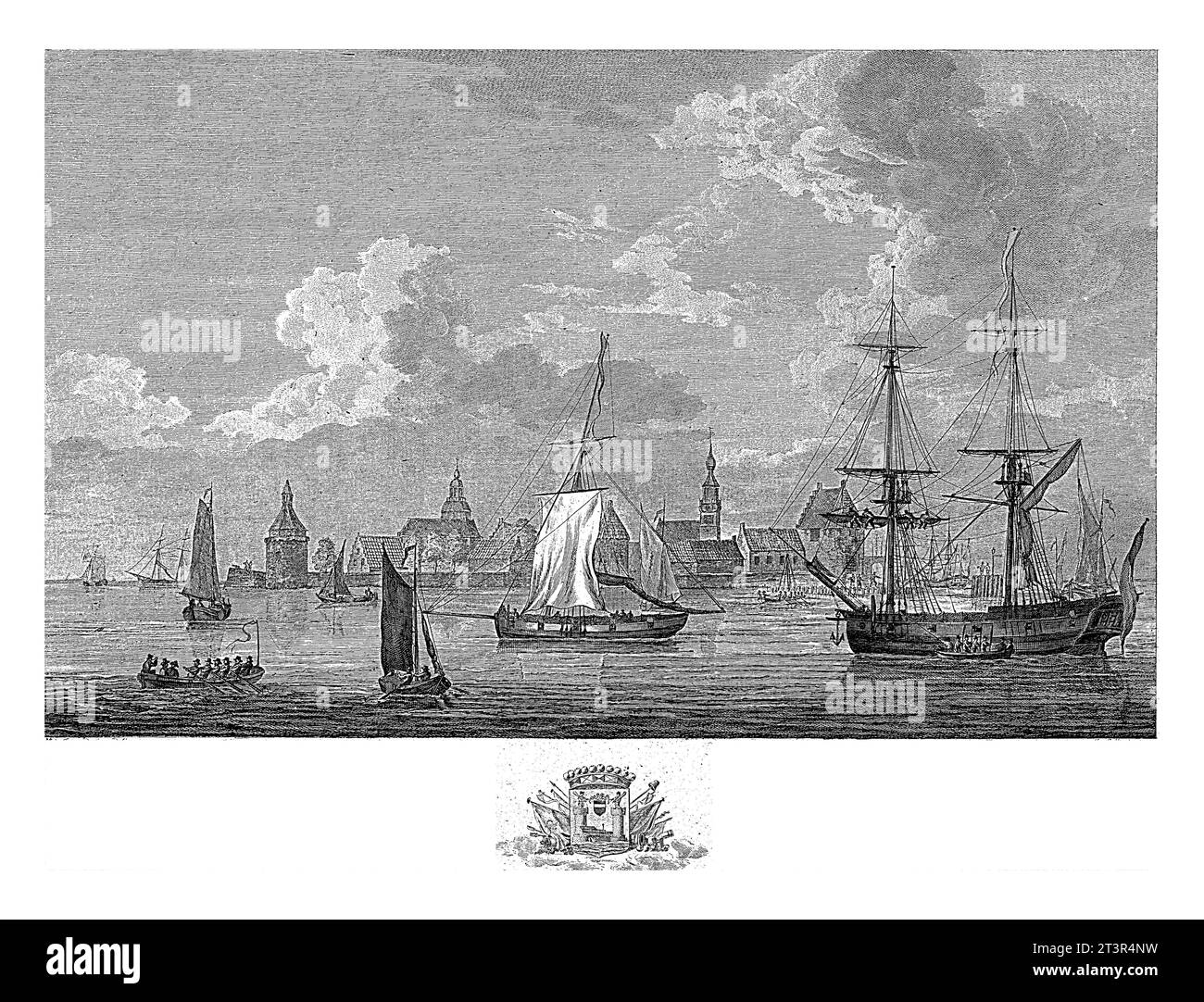 Vue sur le port de Veere, Mathias de Sallieth, après Dirk de Jong, 1779 - 1787 vue sur le port de Veere avec divers bateaux. Banque D'Images