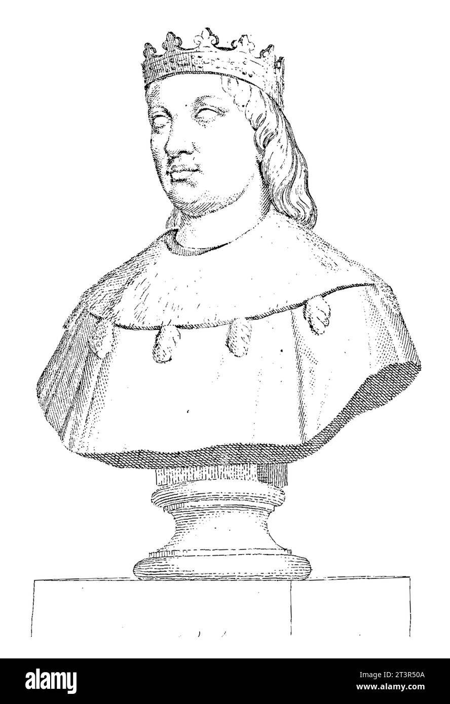 Portrait buste de Louis Ier d'Orléans, Jacopo Bernardi, 1818 - 1848, gravé vintage. Banque D'Images