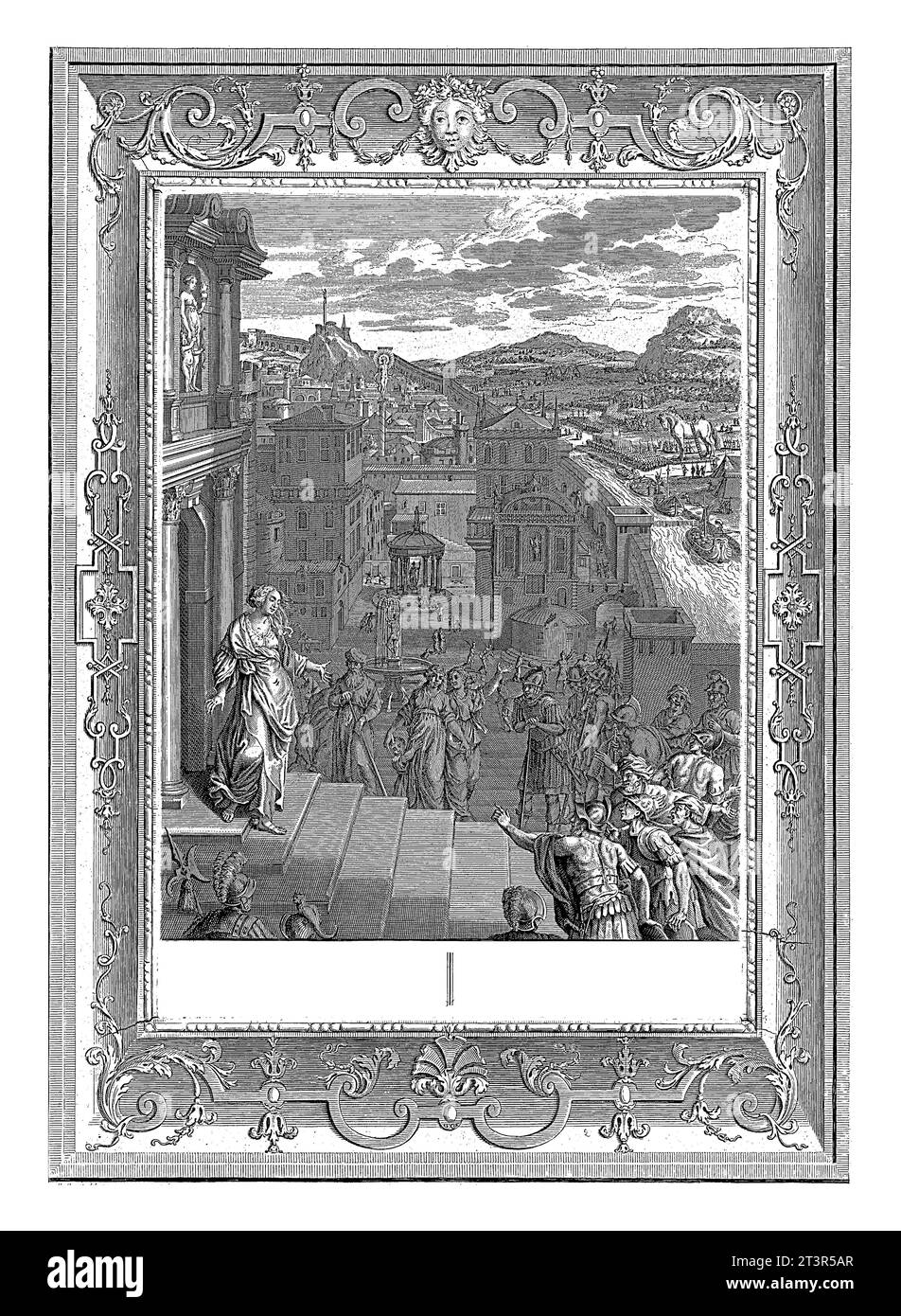 Cassandra prédit la chute de Troie, Bernard Picart (atelier de), après Bernard Picart, 1731 Cassandra, la fille du roi Priam, prédit le Banque D'Images
