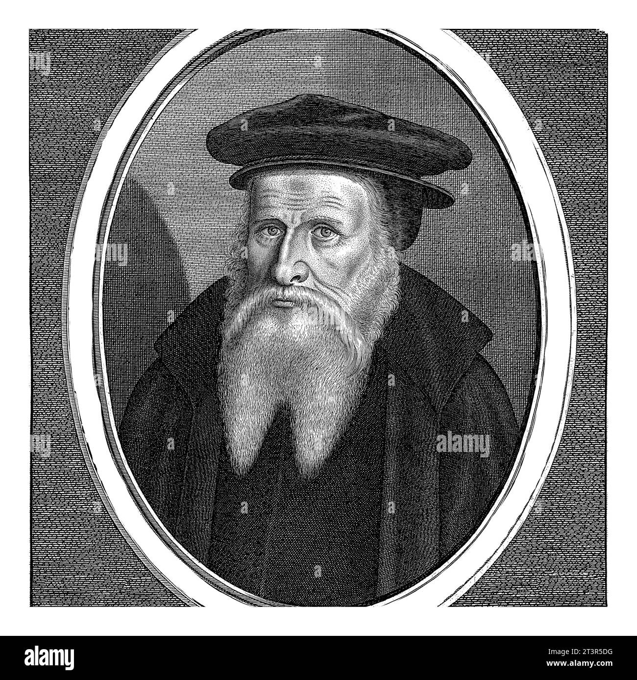 Portrait de Dirk Philips, Cornelis Koning (?-1671), c. 1608 - c. 1671 buste du théologien Dirk Philips, en ovale avec des lettres de bord. Sous le port Banque D'Images