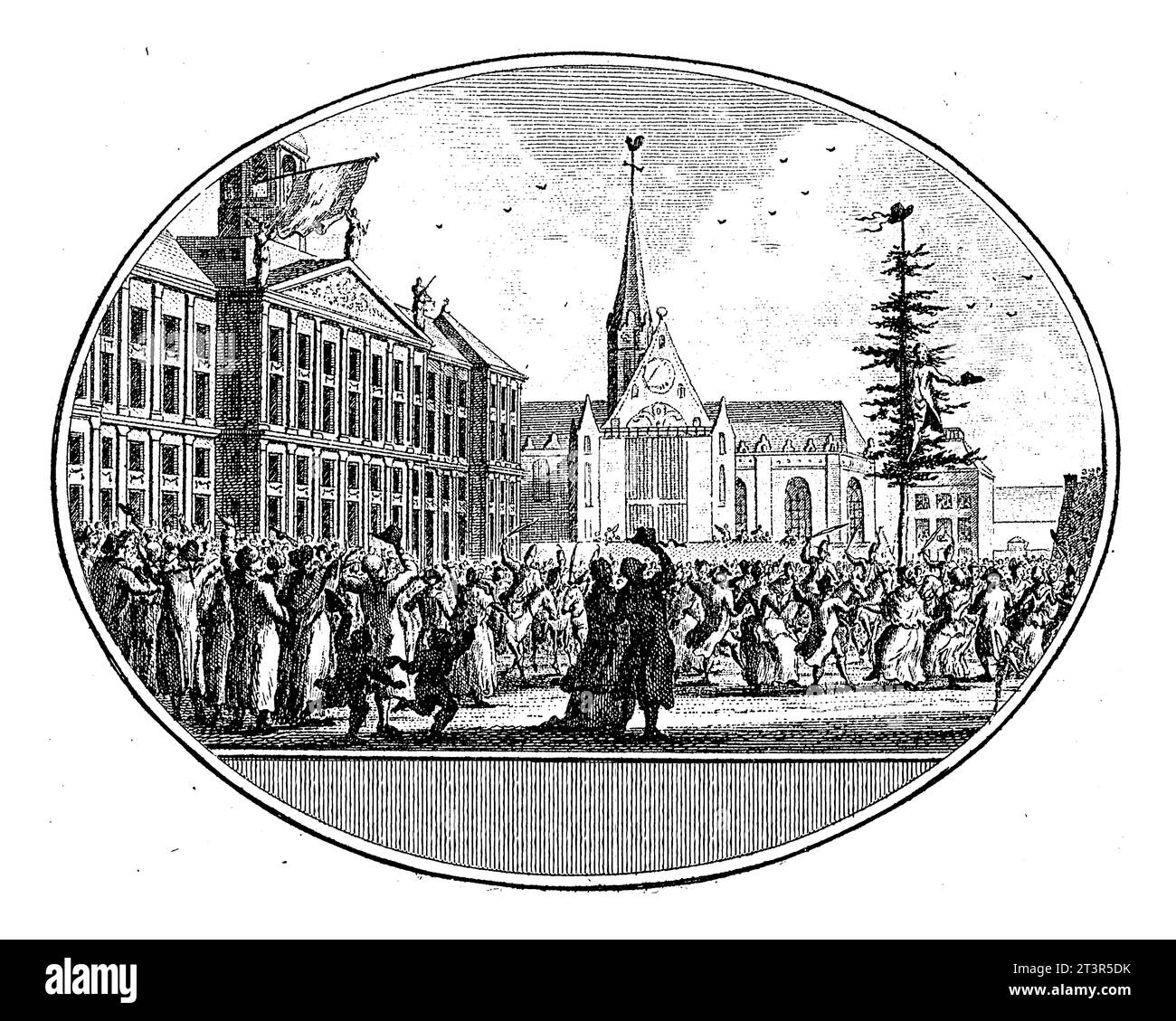 Arbre de la liberté sur la place du Dam, 19 janvier 1795, Anna Catharina Brouwer, 1795 les membres de la délégation citoyenne libérée sont accueillis festivement à la place du Dam Banque D'Images