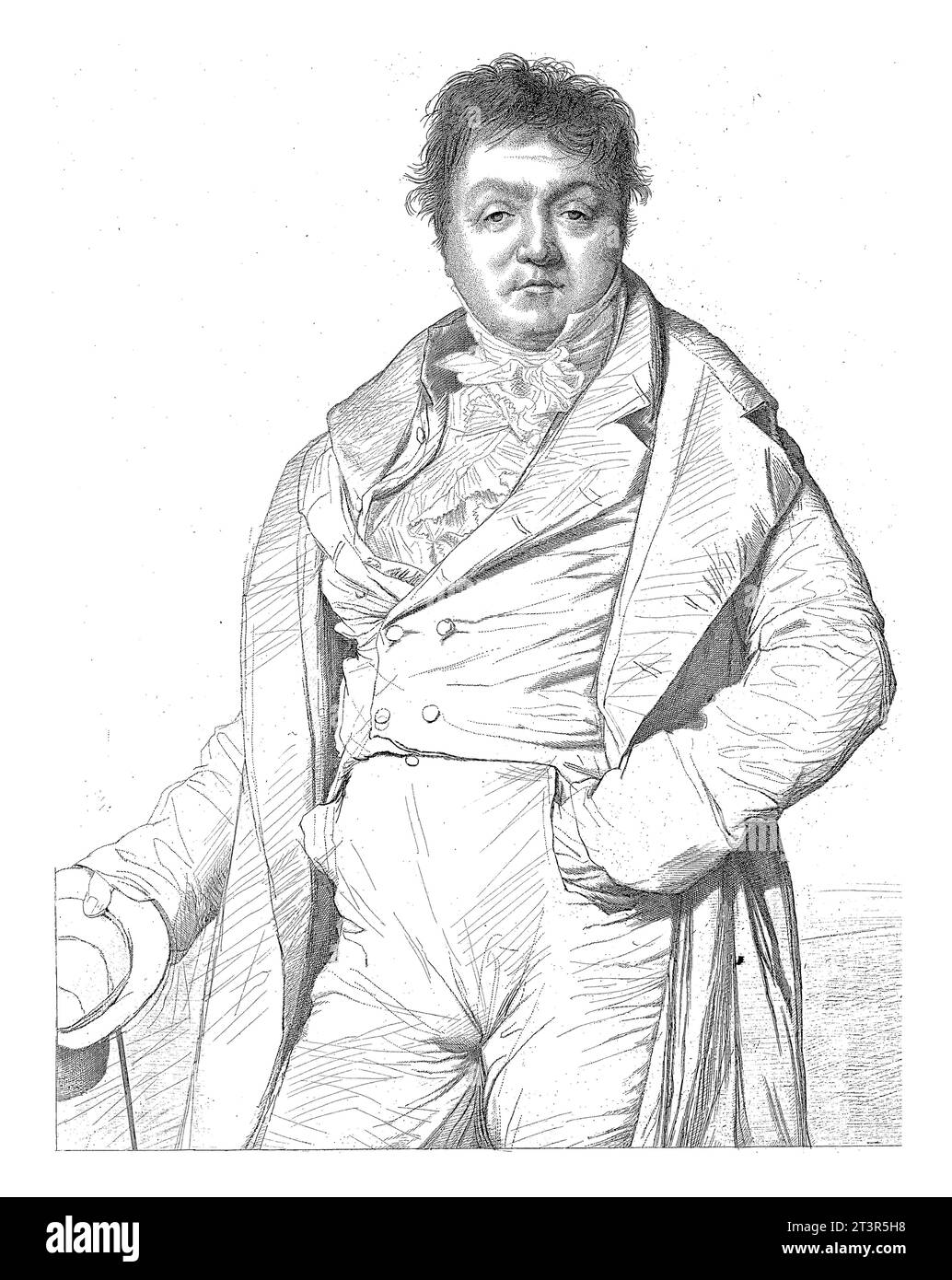 Portrait de Charles Thevenin, Edouard Taurel, d'après Jean Auguste Dominique Ingres, 1885, gravé vintage. Banque D'Images