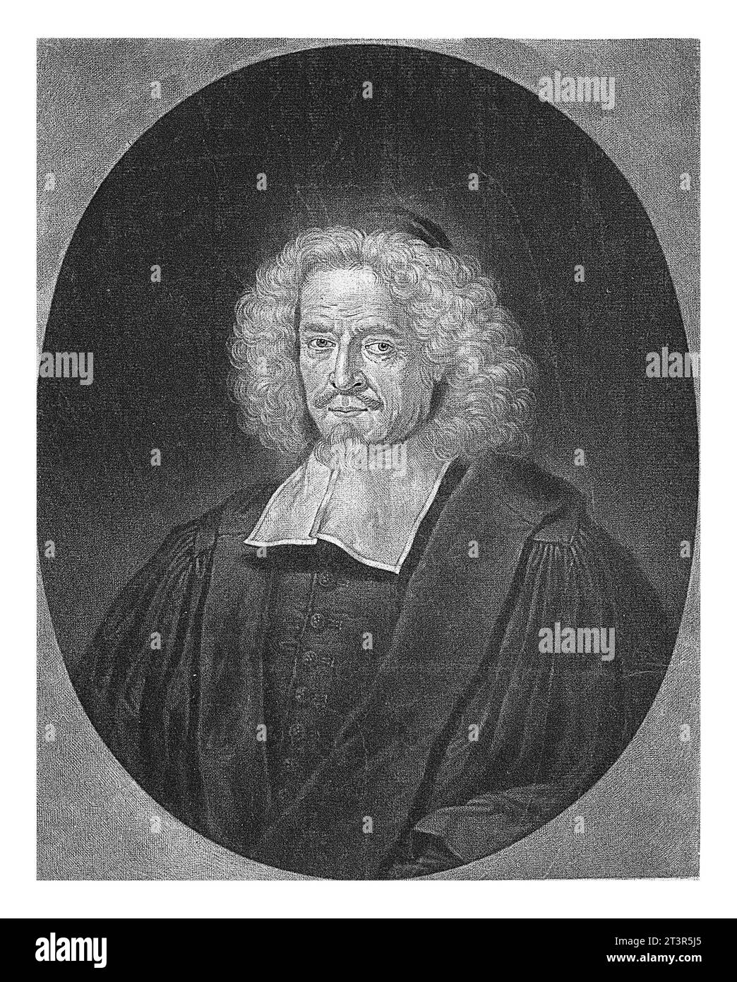 Portrait du théologien Valentin Sutorius, Pieter Schenk (I), 1704, gravé vintage. Banque D'Images