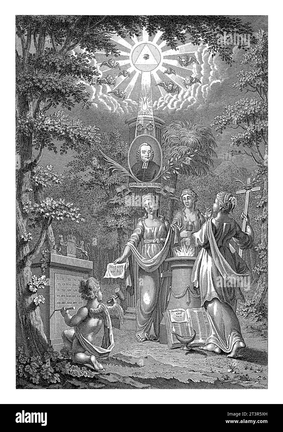 Mémorial à Adolf Frederik van der Scheer, Noach van der Meer (II), 1806 sur une colonne est accroché le portrait d'Adolf Frederik van der Scheer, réformé min Banque D'Images