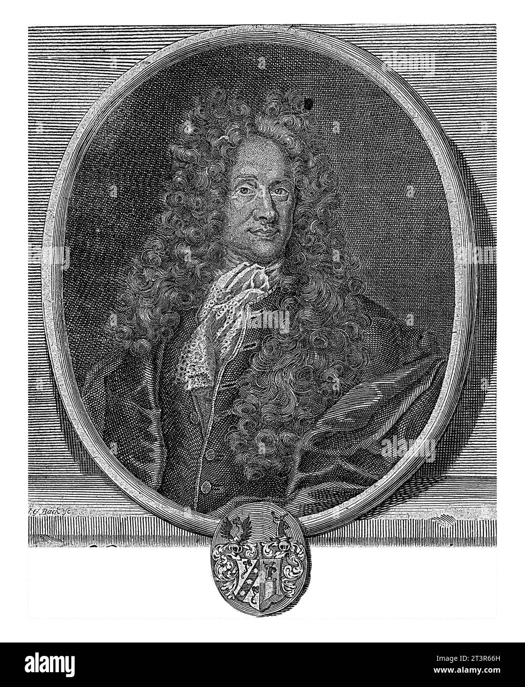 Portrait de Heinrich Cocceji, Johann Georg Beck, 1722, gravé vintage. Banque D'Images