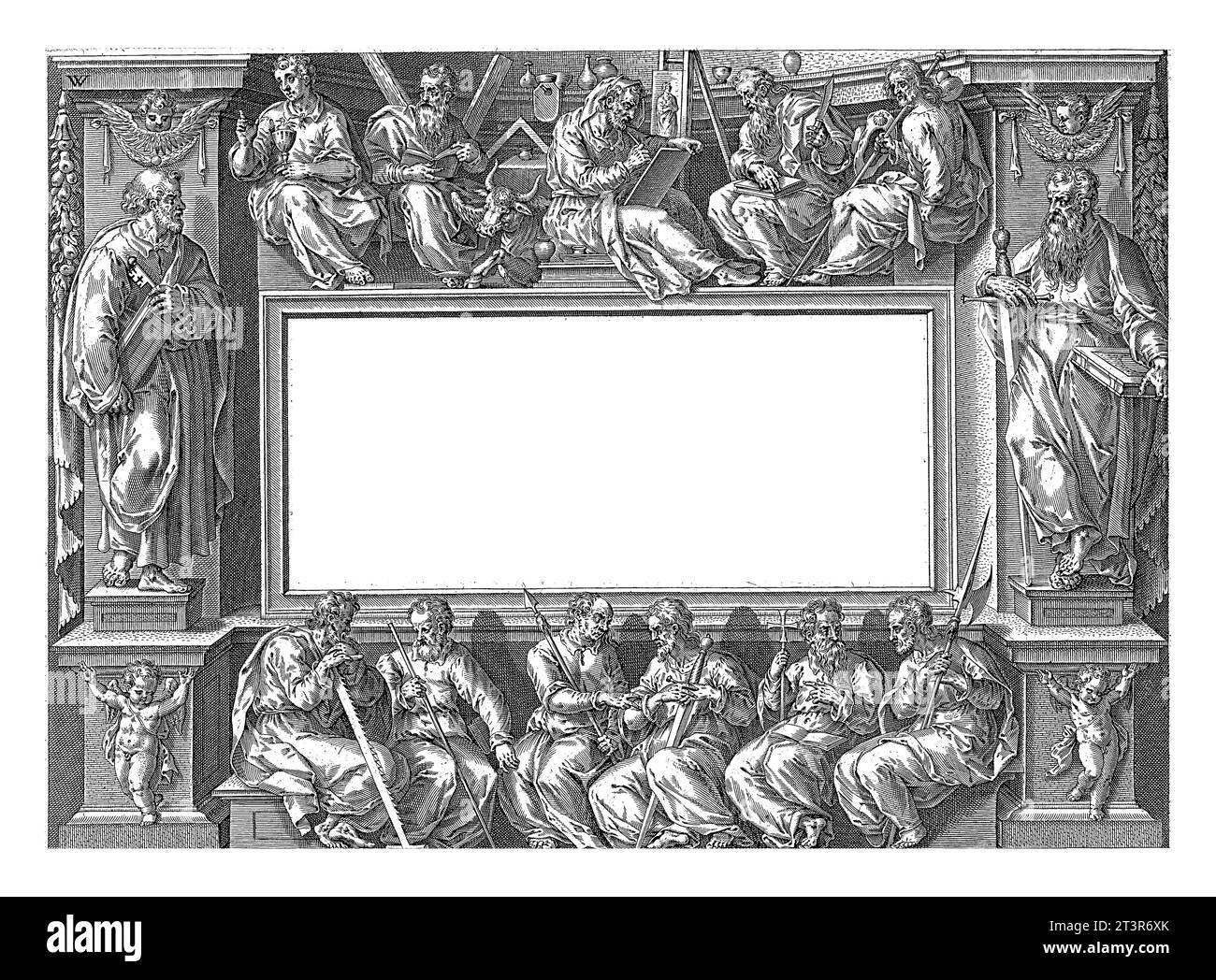 Tirage titre de la série sur les actes des apôtres, Nicolaes Visscher (I) (attribué à l'atelier de), d'après Adriaen Collaert, d'après Jan van der Banque D'Images
