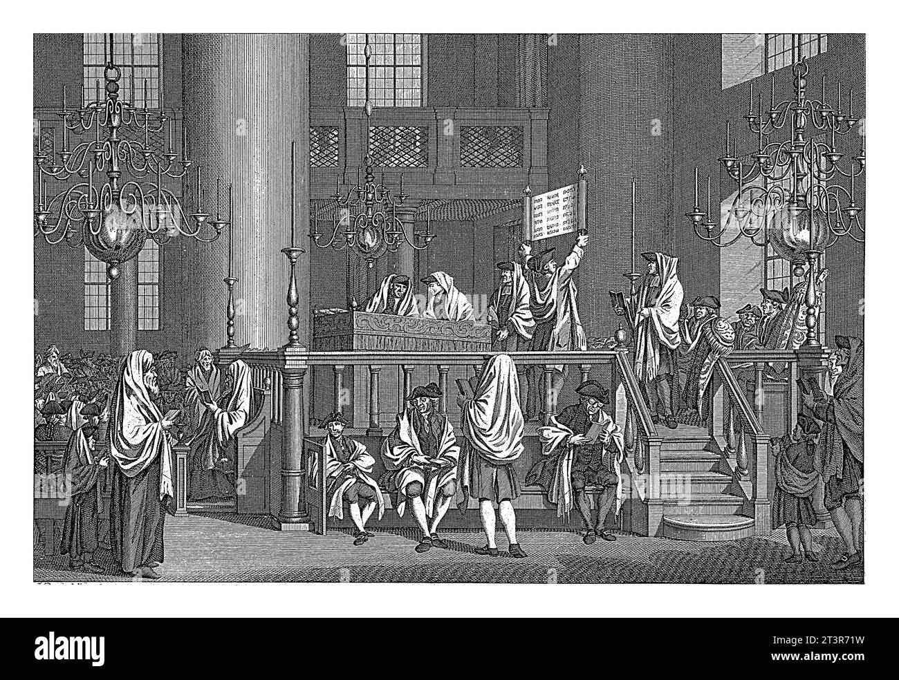 Intérieur de l'église, Caspar Jacobsz. Philips, après Jacobus achète, 1780 croyants assistent à une cérémonie dans une église. Banque D'Images