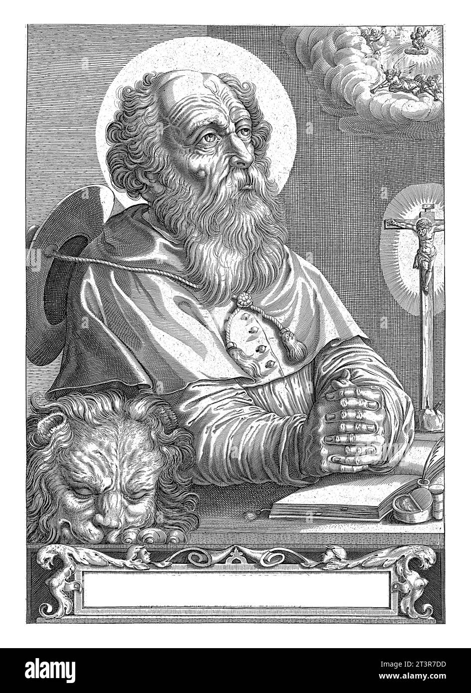 Église Père Hieronymus, Egbert van Panderen, c. 1590 - 1637 Saint Jérôme dans le manteau du cardinal, dans la prière. Sur sa table de travail, des ustensiles d'écriture, un livre Banque D'Images Église Père Hieronymus, Egbert van Panderen, c. 1590 - 1637 Saint Jérôme dans le manteau du cardinal, dans la prière. Sur sa table de travail, des ustensiles d'écriture, un livre Banque D'Images