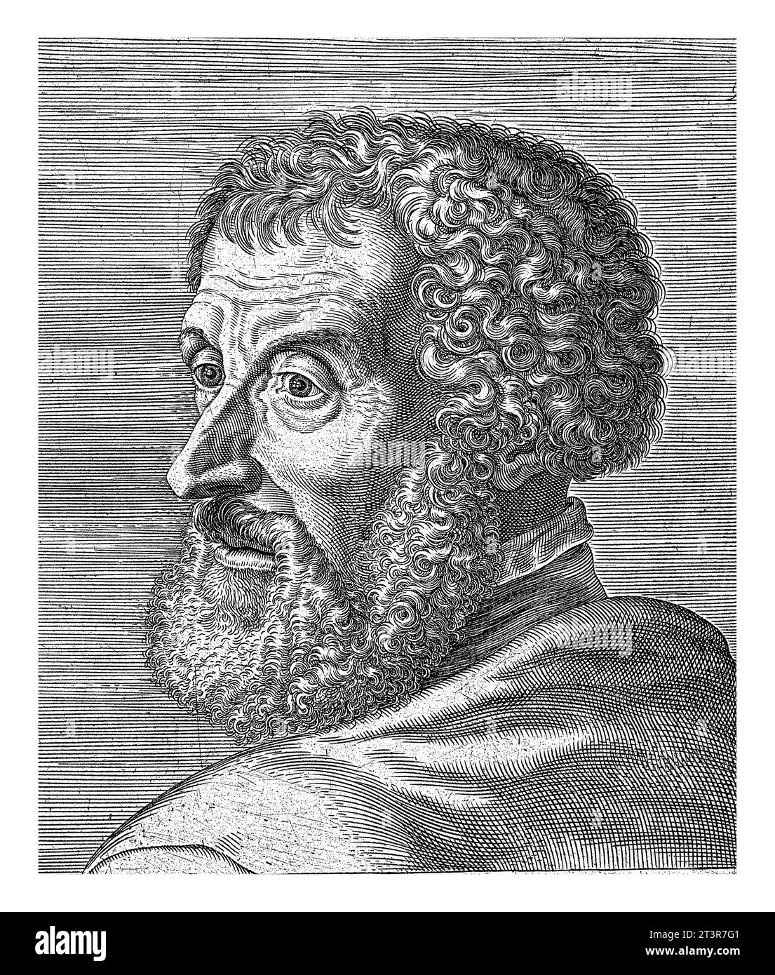 Portrait de Cornelis Grapheus, clerc d'Anvers et humaniste. Buste vers la gauche. Numéroté C4. L'estampe a une légende latine et fait partie d'une série Banque D'Images
