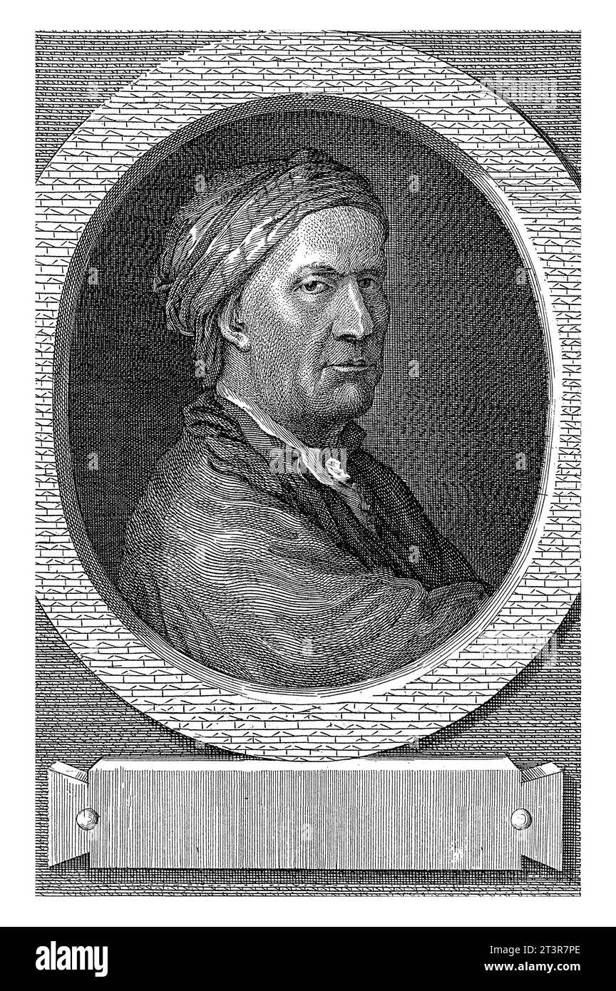 Portrait de Guillaume-Thomas Francois Raynal, J.F. de la rue, 1711 - 1796 Portrait buste ovale à droite de l'écrivain français Guillaume-Thomas FRA Banque D'Images