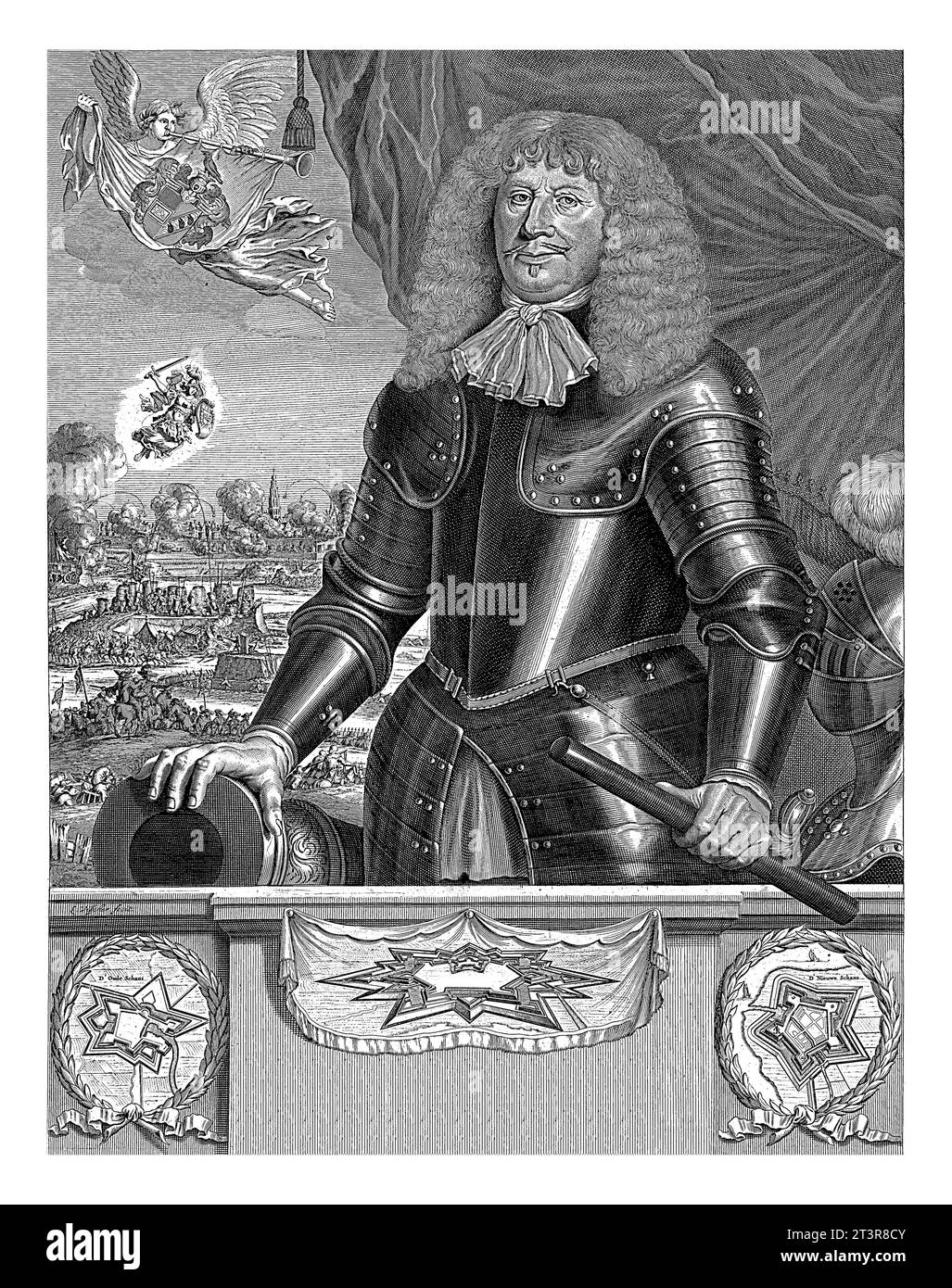 Portrait de Karl von Rabenhaupt, Lambert Visscher, 1659 - 1702 Portrait du lieutenant-général Karl Rabenhaupt, baron de Sucha, héritier de Lichtenberg et Banque D'Images