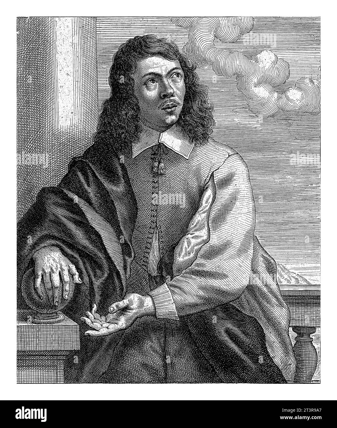 Portrait de Jacob Stoopius, Theodorus van Kessel, d'après Johannes Popels, 1630 - 1660 Portrait en demi-longueur du marchand et calligraphe anversois Jac Banque D'Images