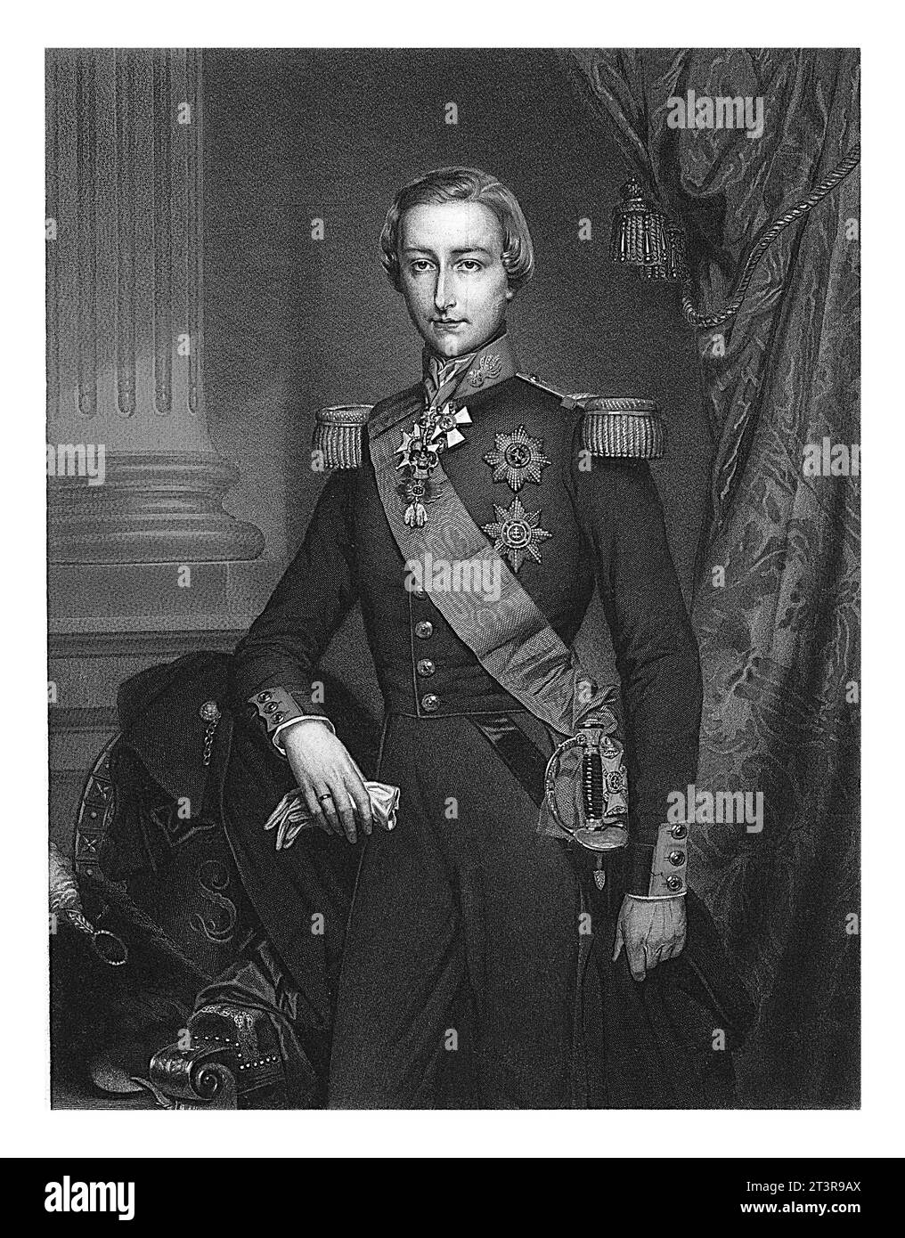 Portrait de Léopold II, roi de Belgique, Lucio Querino Lelli, d'après Nicaise de Keyser, 1855 Banque D'Images