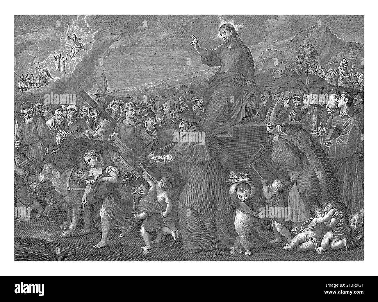 Procession triomphale du Christ, Silvester Pomarède, d'après Gianantonio Buti, d'après Titien, 1736 - 1768 Christ sur un char dans une procession triomphale wi Banque D'Images