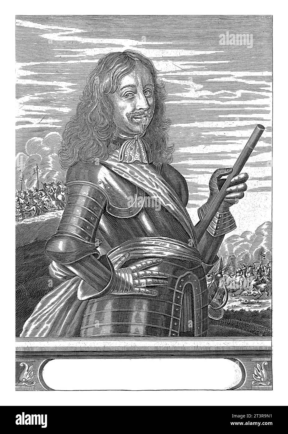 Portrait de Carl Gustaf Wrangel, Christiaan Hagen, c. 1663 - 1695 Portrait à droite de Carl Gustaf Wrangel, vêtu d'armure. Banque D'Images