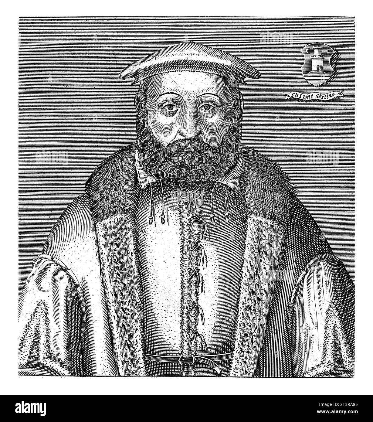 Portrait de Hieronymus Zanchius, Hendrick Hondius (I), 1599 Portrait de Hieronymus Zanchius. En dessous du portrait se trouvent son nom et quatre lignes en latin. Banque D'Images