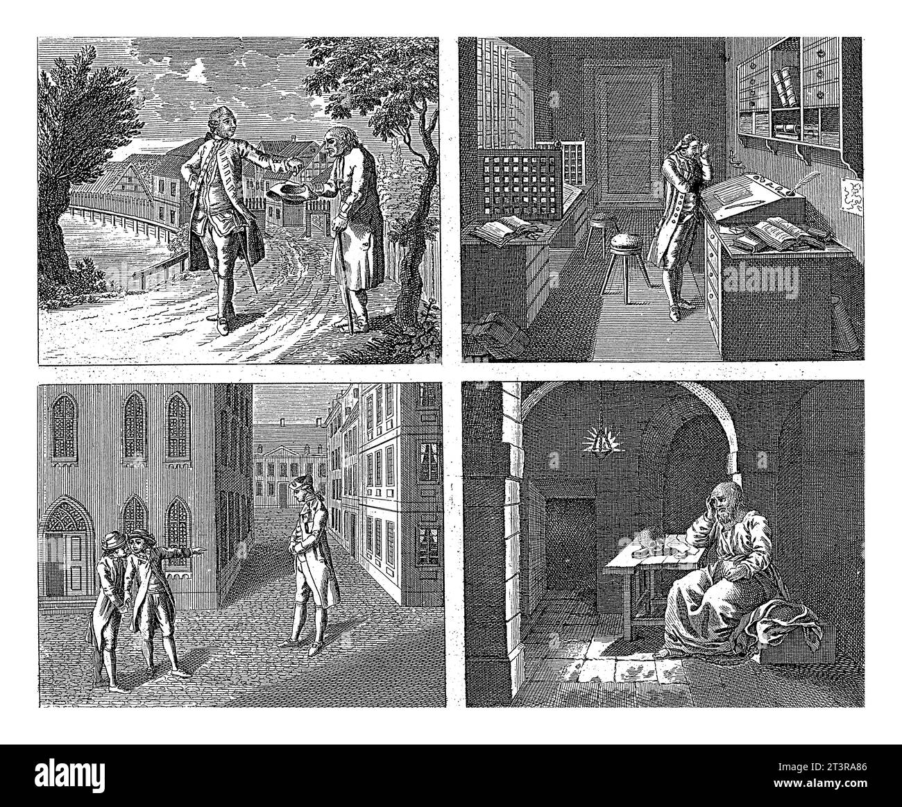 Quatre scènes sur les propriétés de l'âme, planche 4, Jan Evert grave, 1786 - 1806 quatre scènes sur l'âme de l'homme. Ci-dessus à gauche, marquée N. 45 : un homme Banque D'Images