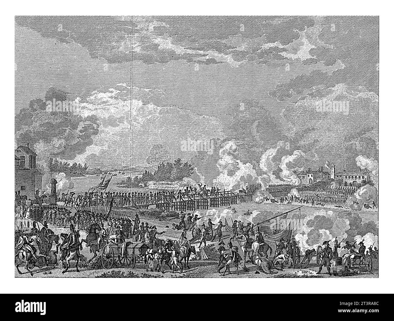 Traversée du pont à Lodi, le 11 mai 1796, Reinier Vinkeles (I), d'après Vernet, 1796 - 1798, vintage gravé. Banque D'Images