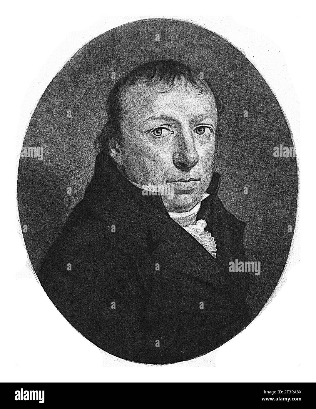 Portrait de Johannes Kinker, Amsterdam homme de lettres et philosophe, professeur à Liège. Sous le portrait un poème de louange. Banque D'Images