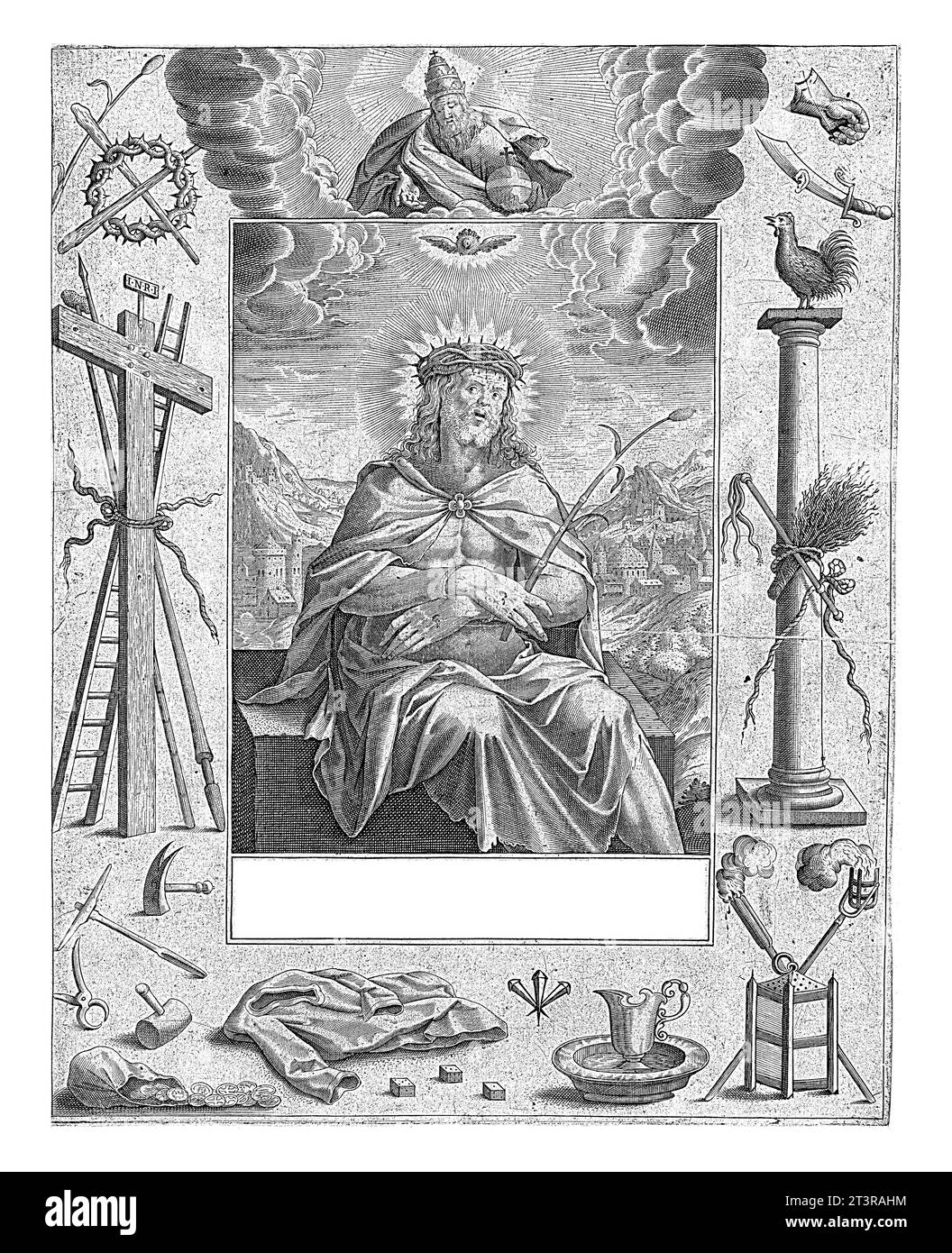 Christ comme homme de douleurs, Pierre Firens, 1600 - 1639 Christ avec couronne d'épines, roseau comme sceptre et blessures aux mains. Au-dessus de sa tête le Saint spi Banque D'Images