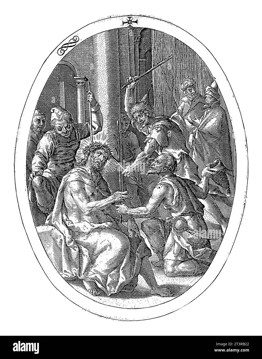Couronnement des épines du Christ, Crispijn van de passe (I), 1601 deux soldats poussent la couronne d'épines sur la tête du Christ avec des bâtons. Un troisième soldat l'est Banque D'Images