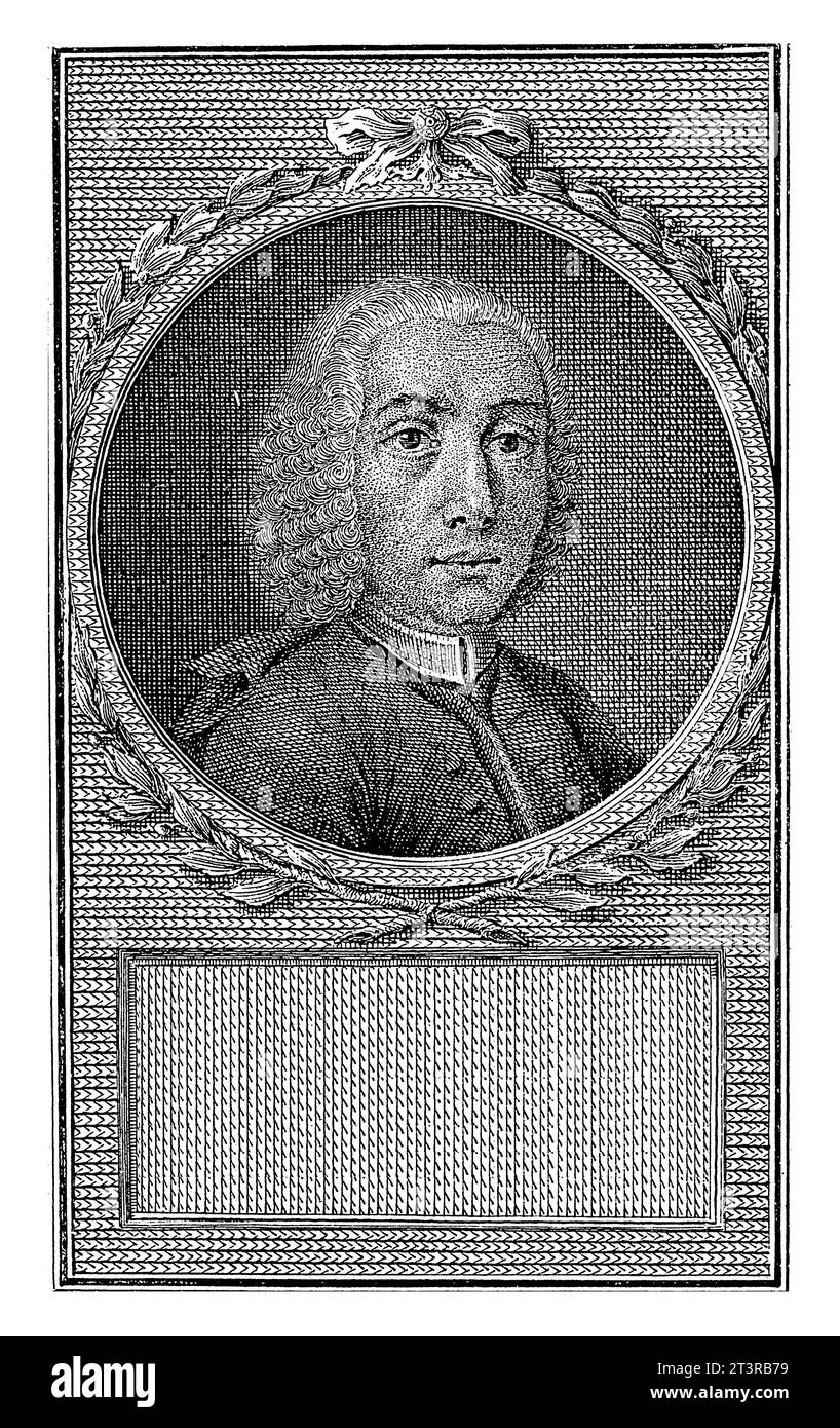 Portrait de Girolamo Tartara, Christoforo dall'Acqua, d'après Giovan Battista Vannetti, 1738 - 1787 Portrait de l'écrivain Girolamo Tartara en circulaire fr Banque D'Images