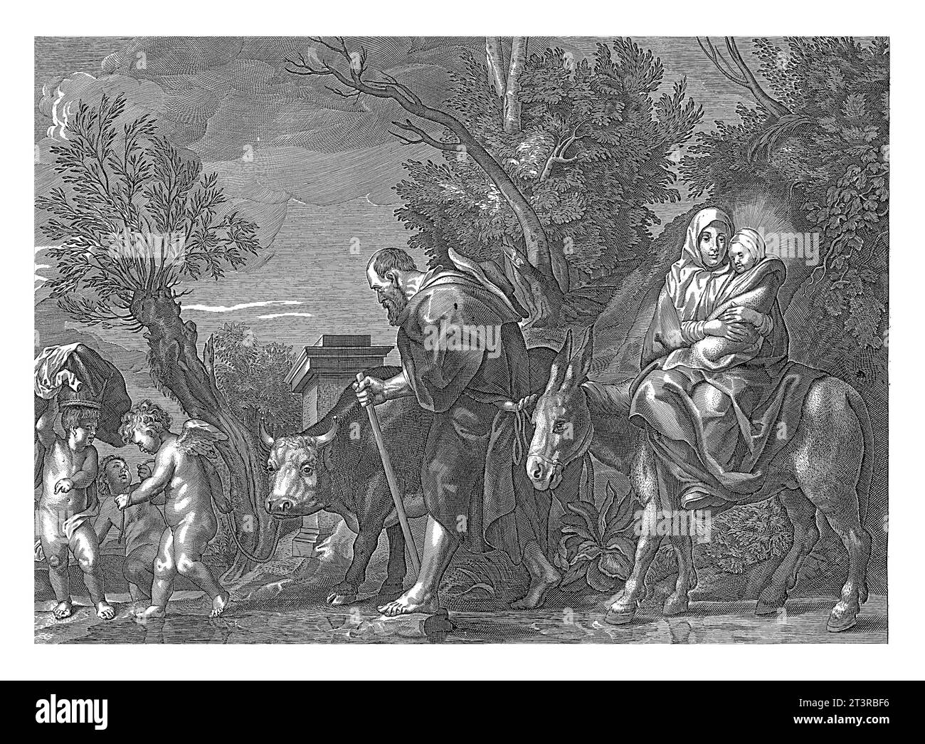 Vol vers l'Egypte, anonyme, d'après Paulus Ponce, d'après Jacob Jordaens (I), 1630 - 1702 la Sainte famille s'enfuit en Egypte. Marie est assise avec le Christ Chil Banque D'Images Vol vers l'Egypte, anonyme, d'après Paulus Ponce, d'après Jacob Jordaens (I), 1630 - 1702 la Sainte famille s'enfuit en Egypte. Marie est assise avec le Christ Chil Banque D'Images