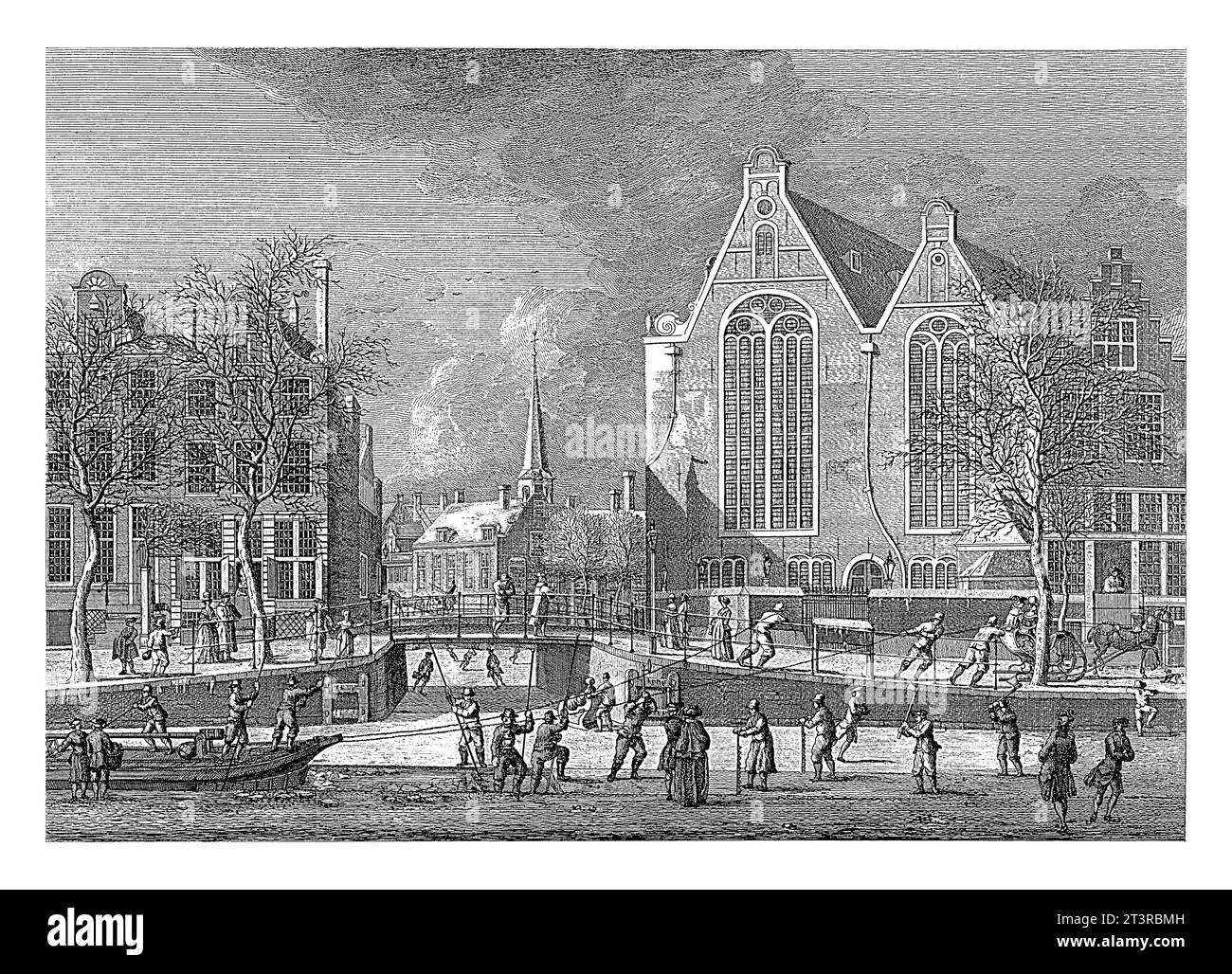 Vue hivernale sur le Singel, en face de l'ancienne église luthérienne d'Amsterdam, Hermanus Petrus Schouten (peut-être), d'après Hermanus Petrus Schouten, c. 1 Banque D'Images