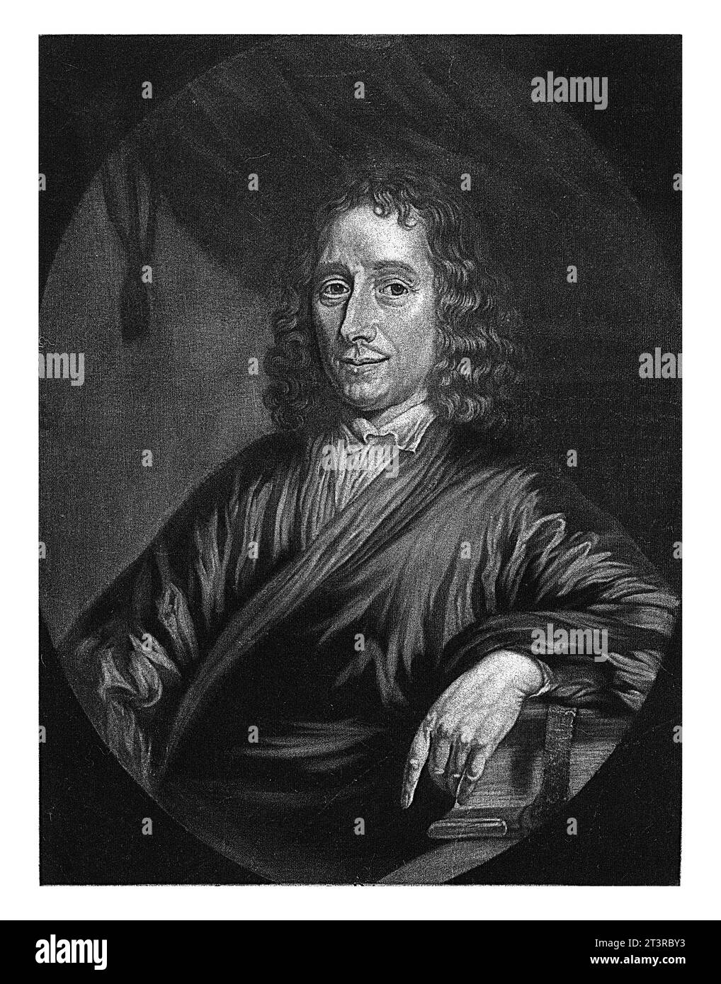 Portrait du théologien Johannes Reelant, Cornelis A. Hellemans, d'après Nicolaes Maes, 1650 - 1700 Banque D'Images