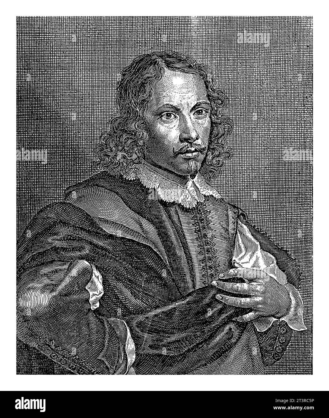 Portrait de Peter van Lint, Pieter de Jode (II), d'après Peter van Lint, 1628 - 1670 Portrait de Peter van Lint, demi-longueur. Dans la marge le nombre 7 Banque D'Images