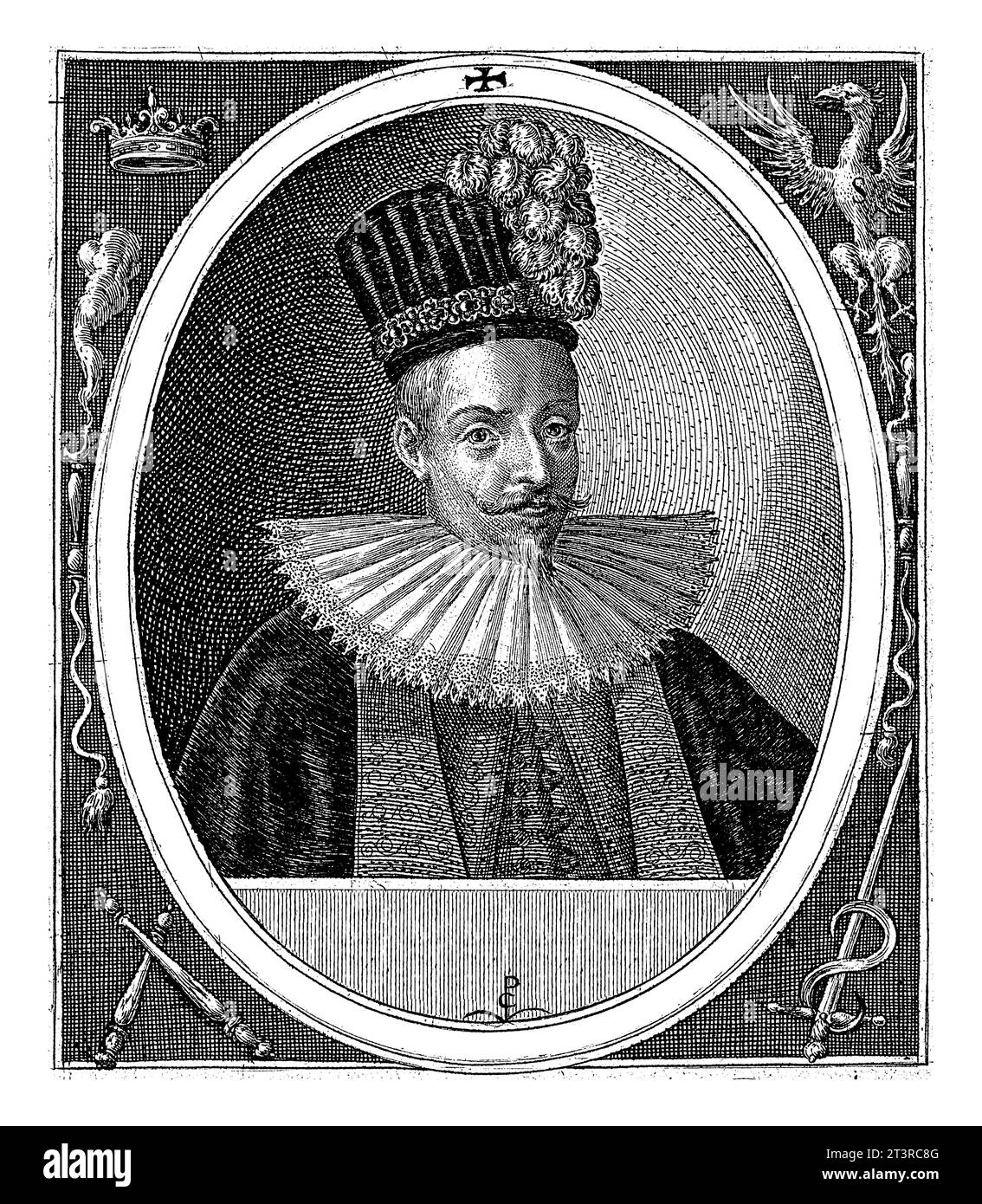 Portrait de Sigismond III, Crispijn van de passe (I), 1598 Portrait de Sigismond III, roi de Pologne et de Suède, en dessous de lui sa devise en latin. Banque D'Images