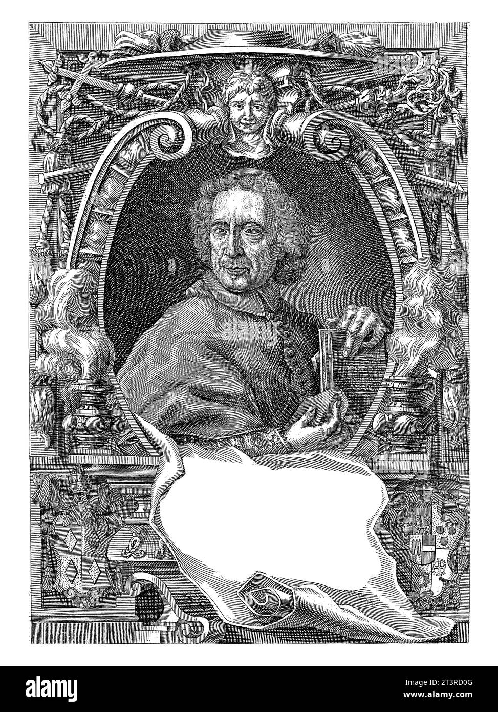 Portrait d'Emmanuel Théodose de la Tour d'Auvergne, cardinal de Bouillon, Hubert Vincent, d'après Paulus Jusanus, c. 1680 - c. 1730. Banque D'Images